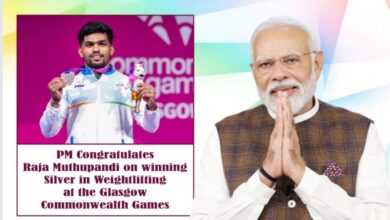 प्रधानमंत्री ने ग्लासगो राष्‍ट्रमंडल खेलों में भारोत्तोलन में रजत पदक जीतने पर राजा मुथुपंडी को बधाई दी