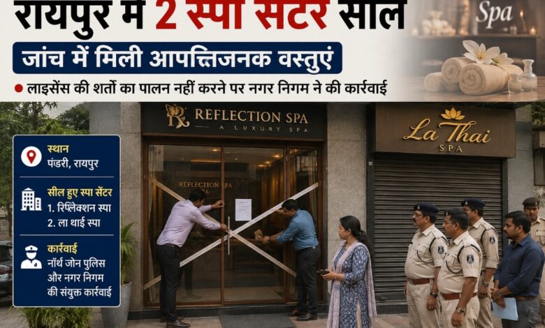 रायपुर में स्पा सेंटरों पर पुलिस की कार्रवाई, पंडरी क्षेत्र के 2 सेंटर सील