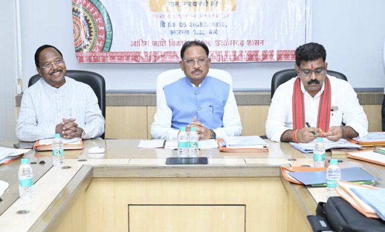 रायपुर : मुख्यमंत्री श्री विष्णु देव साय की अध्यक्षता में वन अधिकार अधिनियम (FRA) एवं पेसा कानून (PESA) के प्रभावी क्रियान्वयन हेतु गठित टास्क फोर्स की पहली बैठक संपन्न