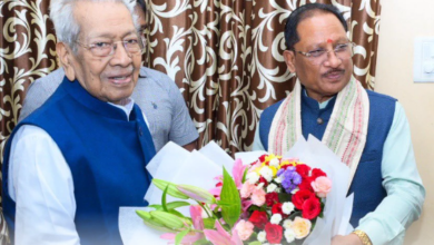 रायपुर : मुख्यमंत्री श्री विष्णु देव साय ने छत्तीसगढ़ के पूर्व राज्यपाल श्री विश्वभूषण हरिचंदन से की सौजन्य भेंट