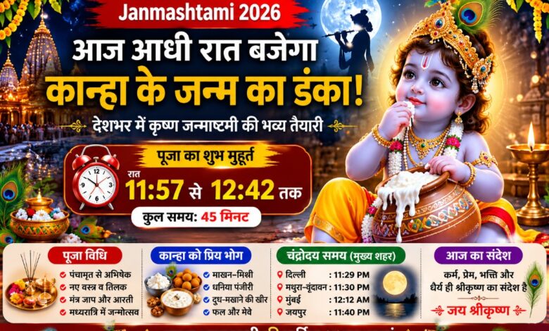 Janmashtami 2026: देशभर में कृष्ण जन्माष्टमी की धूम Janmashtami 2026: देशभर में कृष्ण जन्माष्टमी की धूम