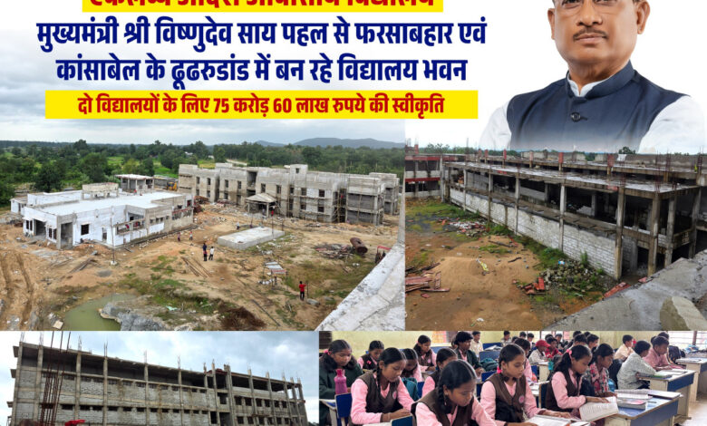 आदिवासी विद्यार्थियों को मिलेंगी आधुनिक शिक्षा और आवासीय सुविधाएं, जशपुर में एकलव्य विद्यालयों के नए भवनों का निर्माण तेज